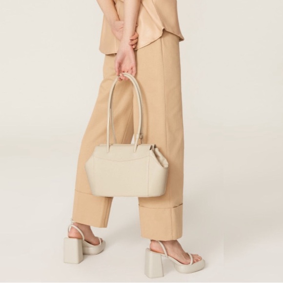 Gu_De Capri Leather Shoulder Tote in Powder with Top Handle MSRP: $475 - Picture 1 of 11